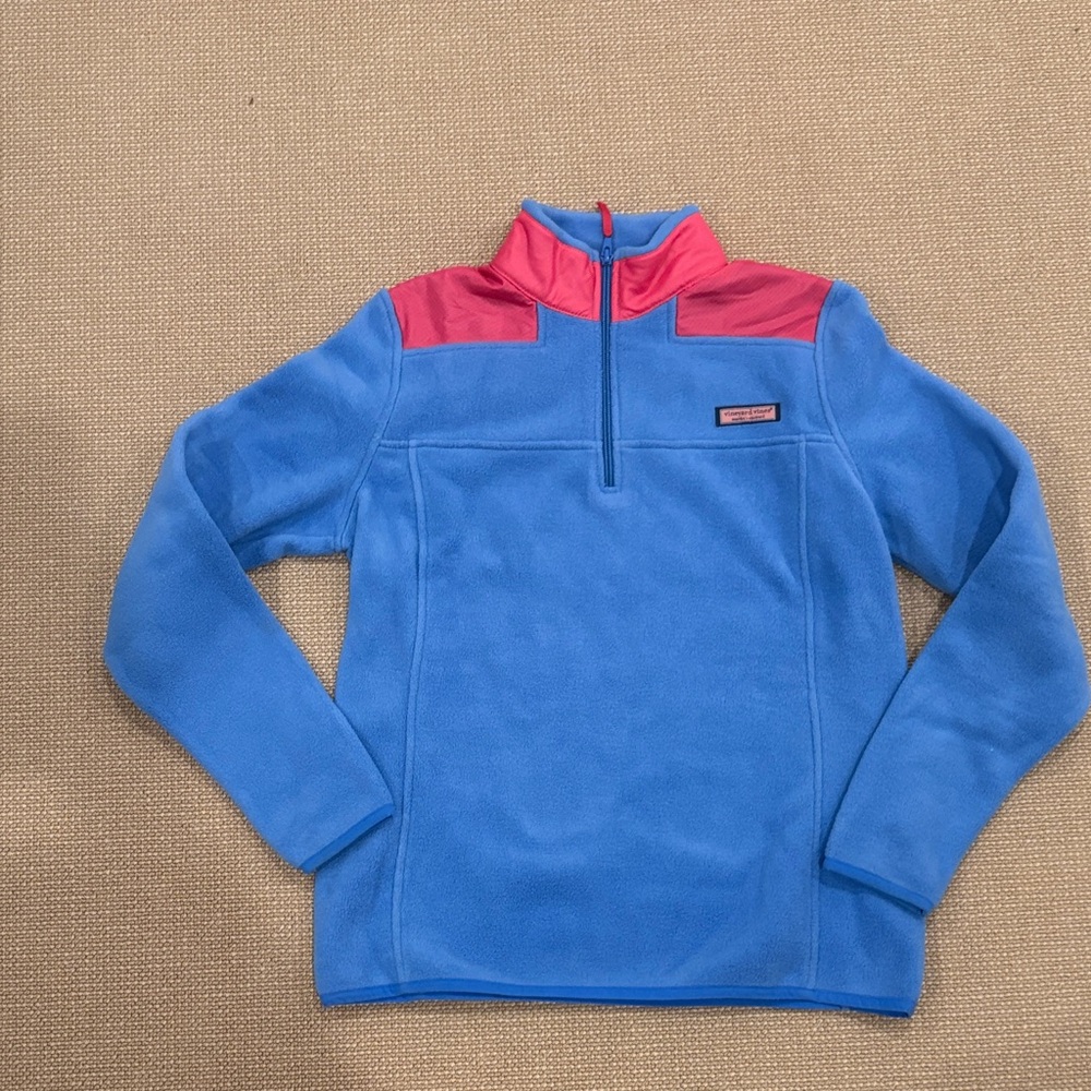 Vineyard Vines Blue and Pink Kids Fleece Pullover